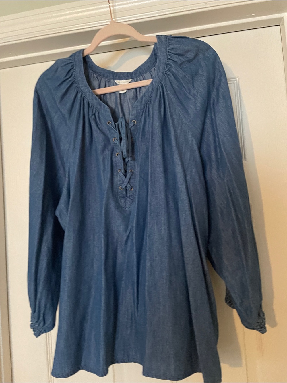 C Est. 1946 Denim Long Sleeve Peasant Blouse - Size XL